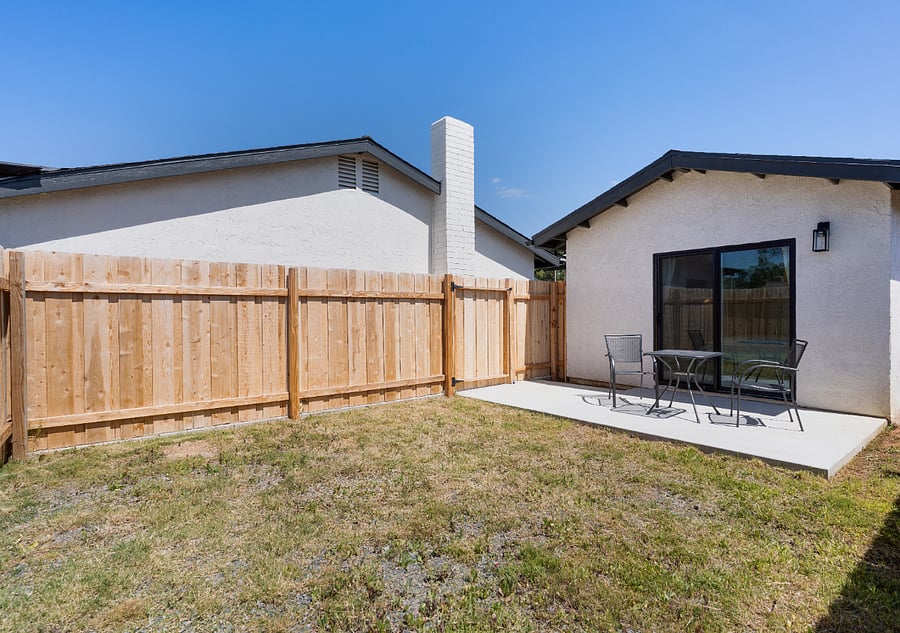Fully fenced in private backyard