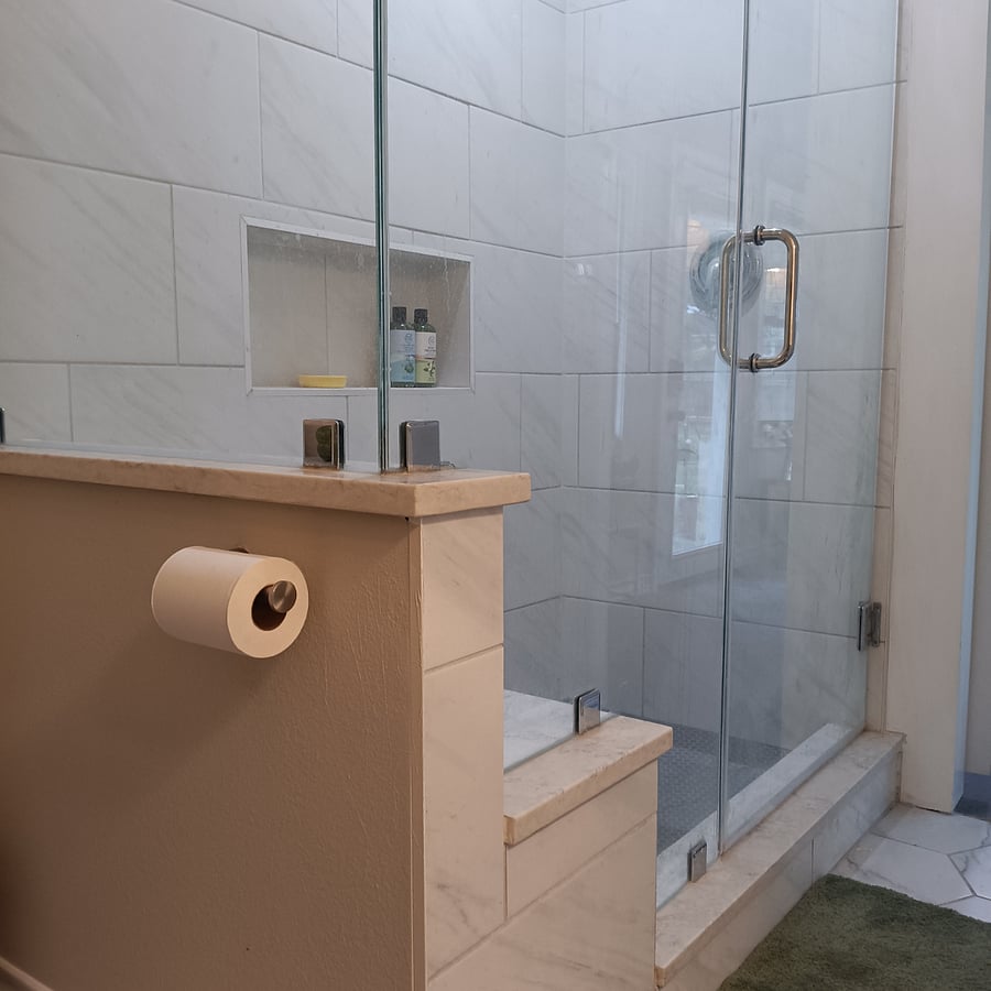 Shower is very large and spacios