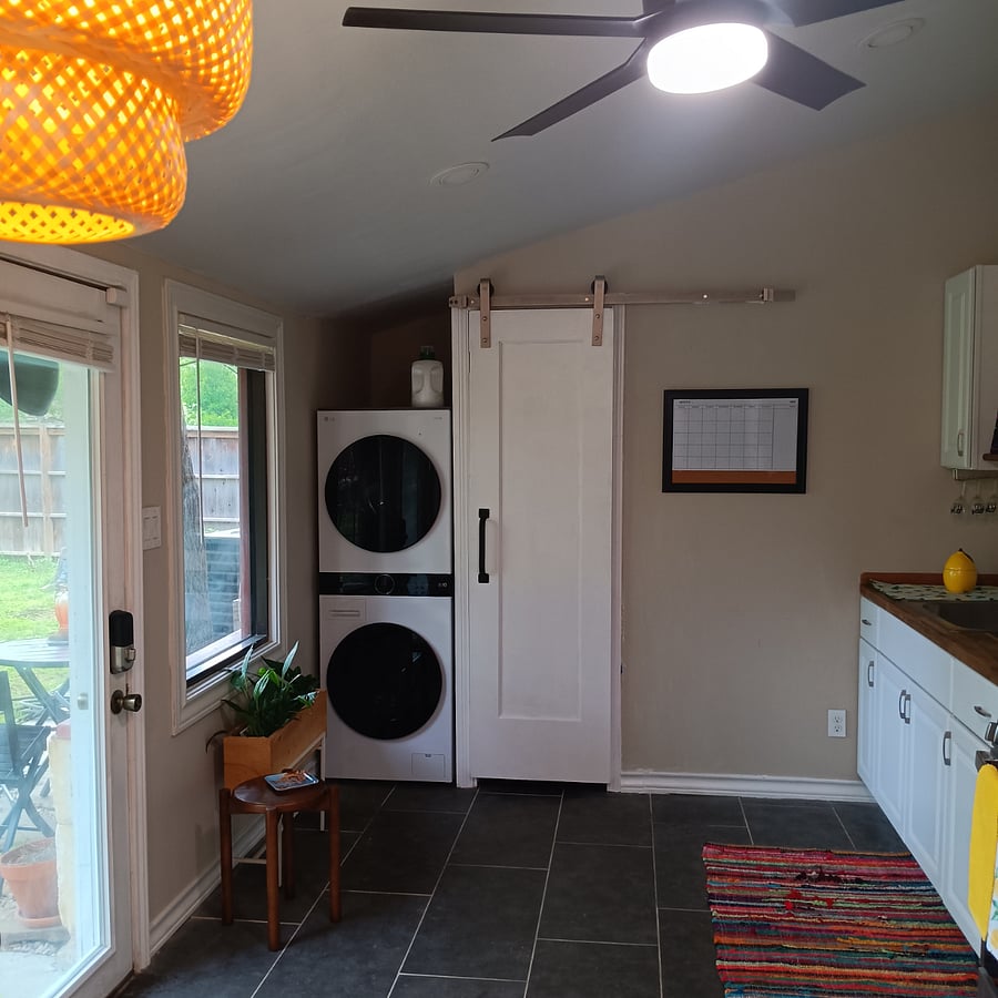 Washer/Dryer in the kitchen area allowing you to cook and wash at the same time.