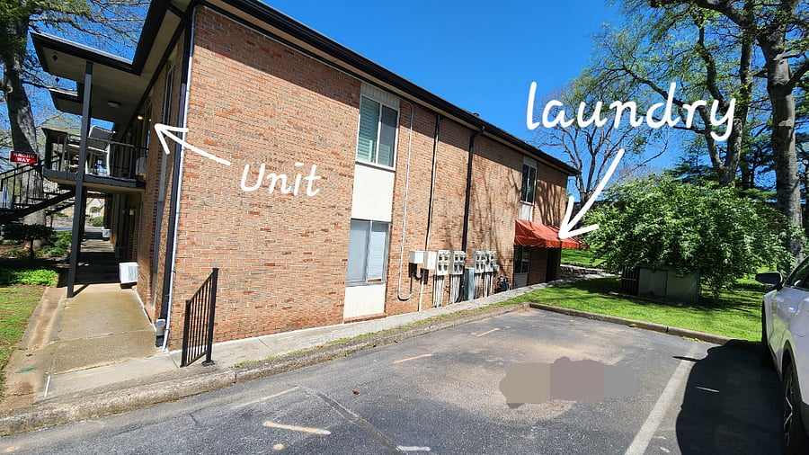 Side view of proximity to laundry