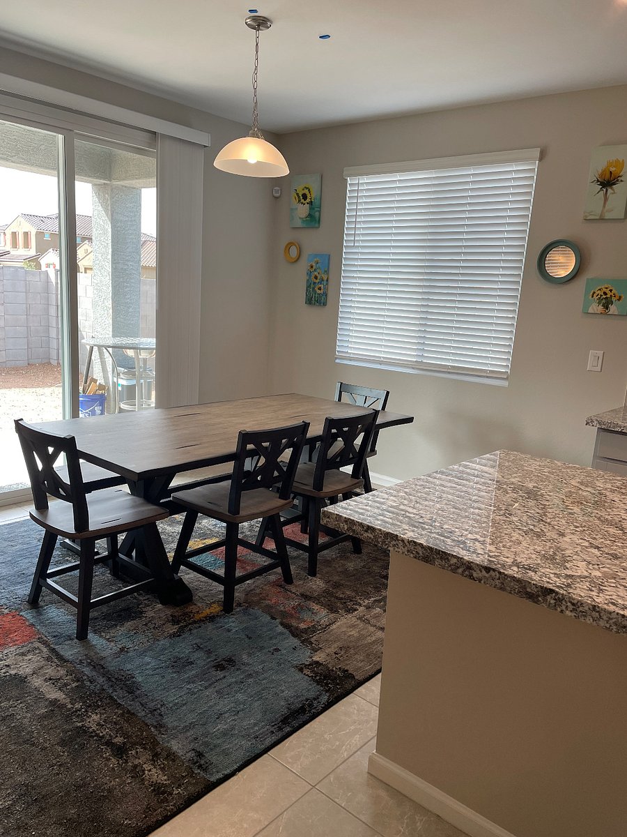Dining table with 4 chairs and a bench seat