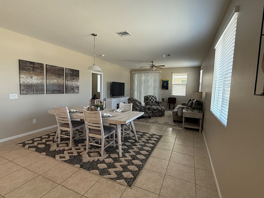 Separate dining room for family meals. 