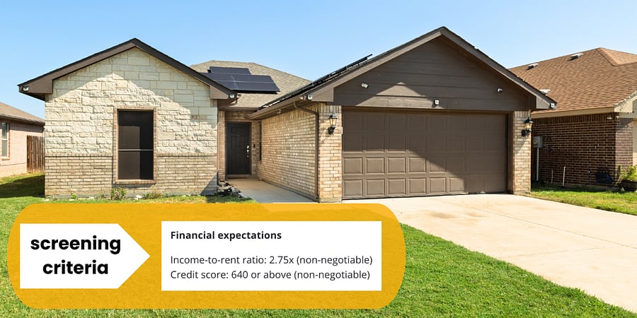 Per Texas law, we are disclosing renter criteria