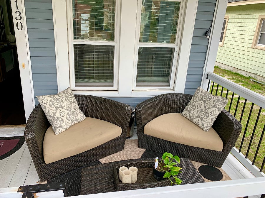 Front porch with gate.