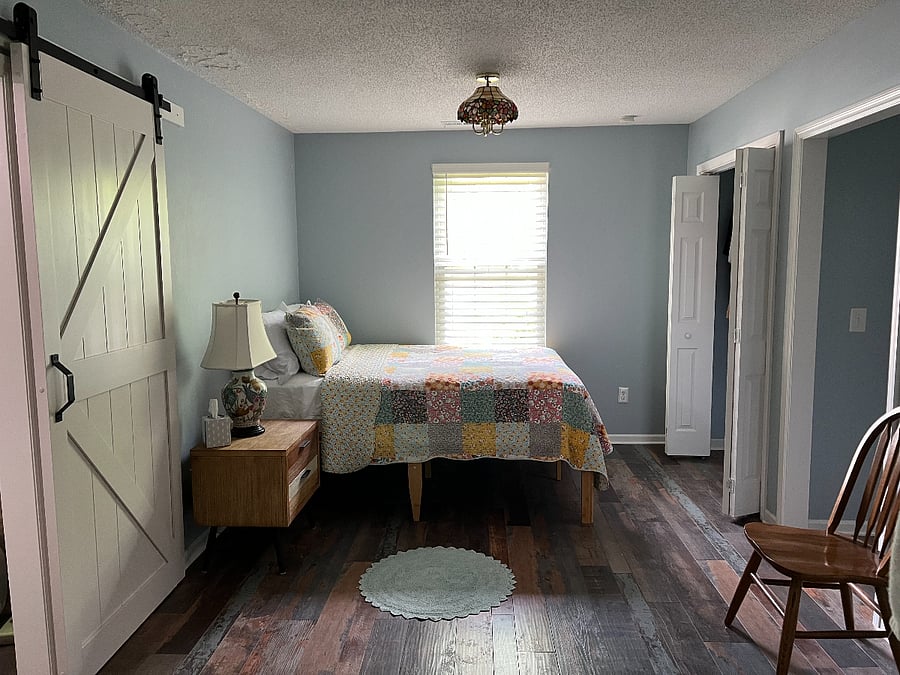 Brand new queen platform bed with brand new mattress and liner pad. Plenty of storage space under the bed if needed.