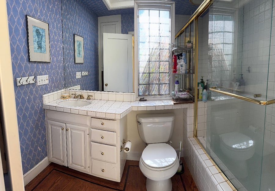private bathroom, across the hall (couple of steps) from your bedroom