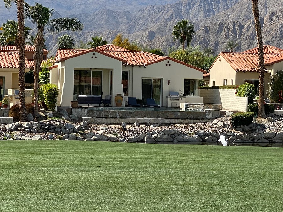 Back of house view from golf course