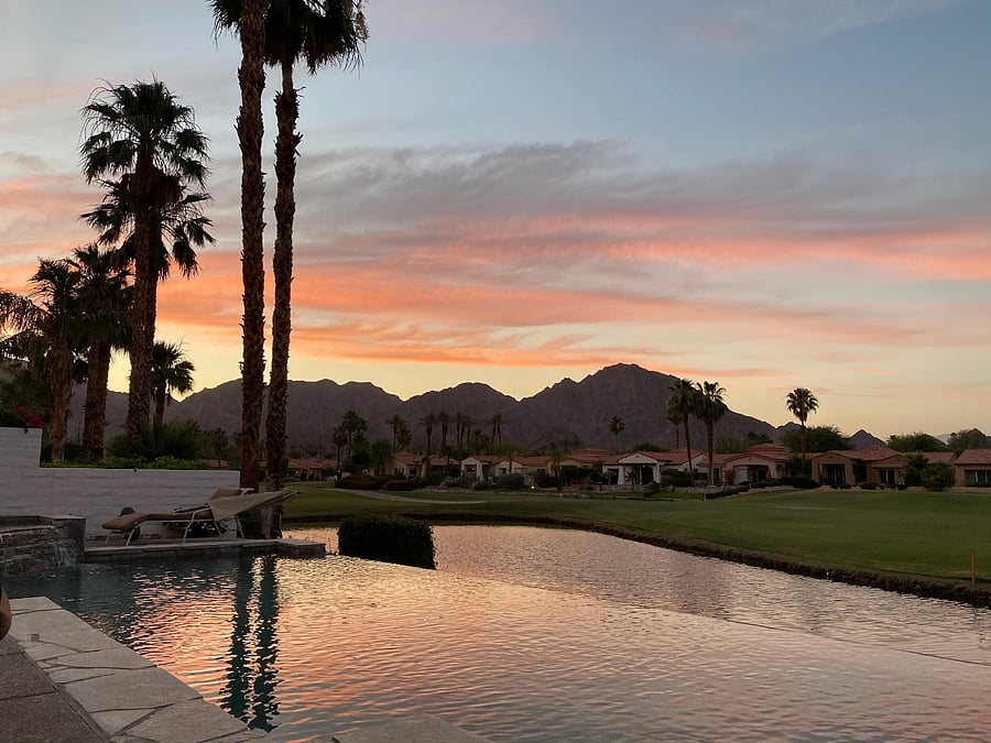 Sunset west-facing view from back yard