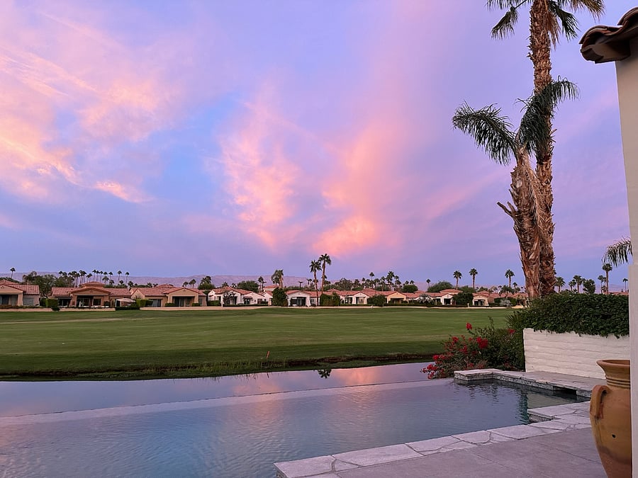 Sunset south-facing view from backyard