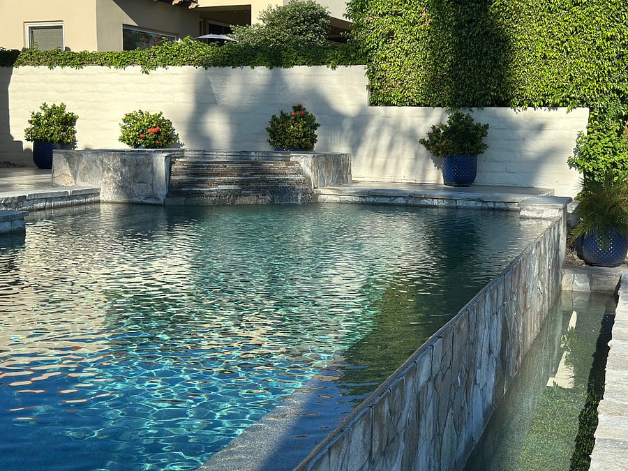 Outdoor pool and hot tub