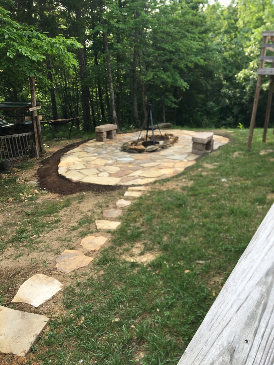 Outside firepit and tripod grill