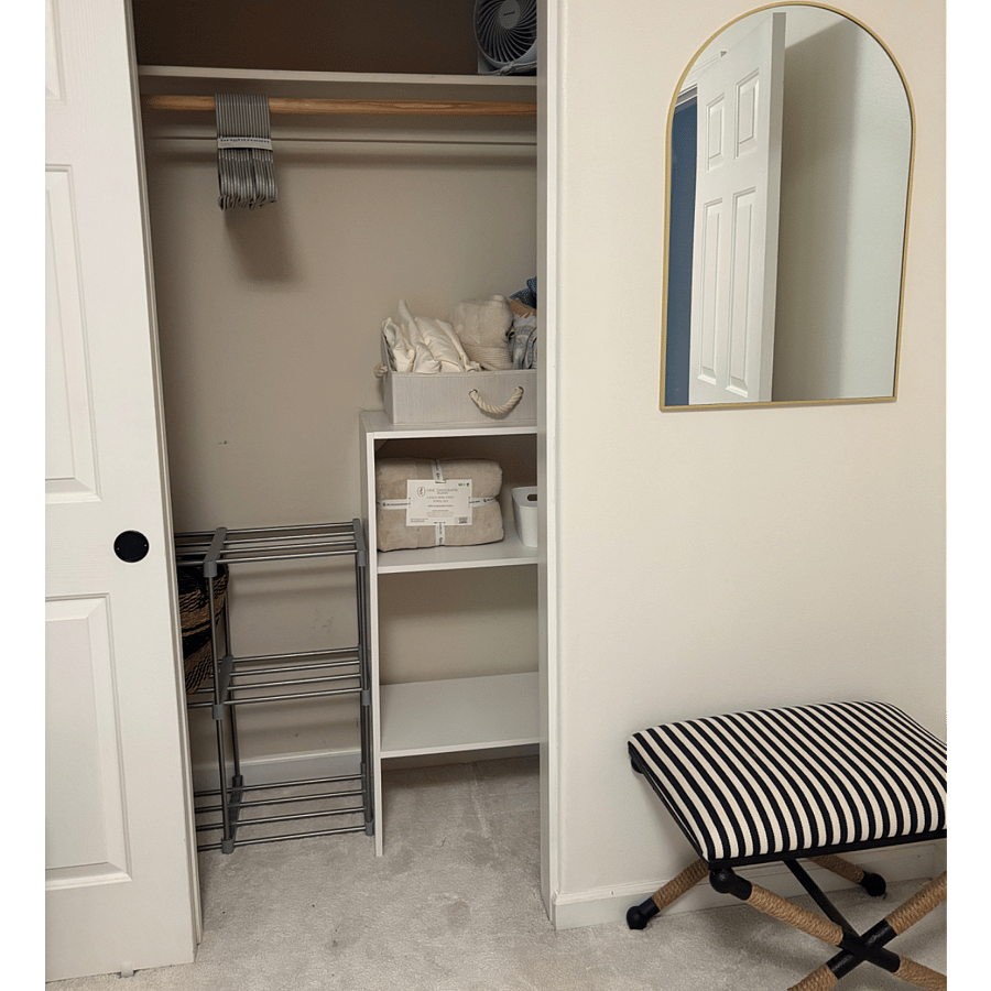 Big closet with plenty of organizing room and hangers