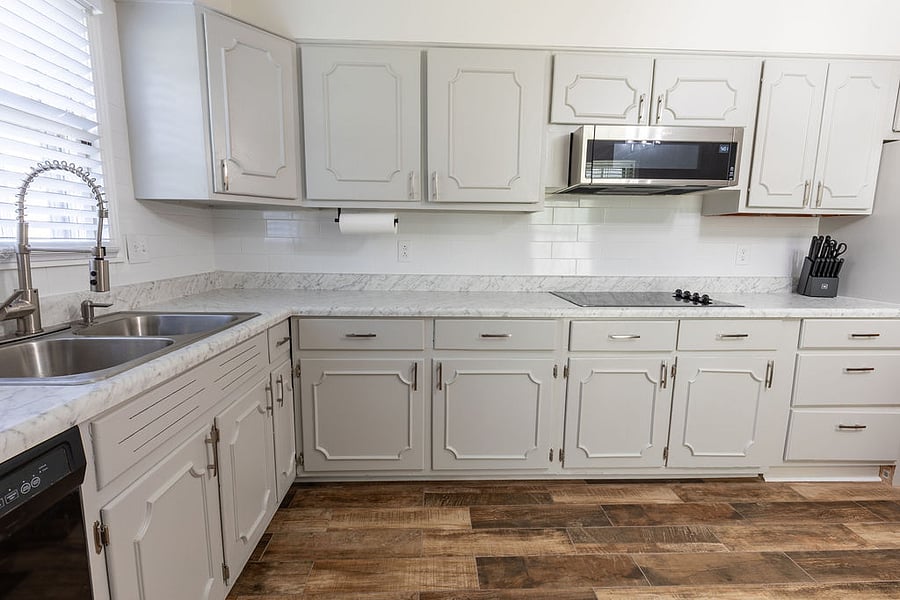 Kitchen renovated as of 2024 / Fire extinguishers located in kitchen / Microwave, Toaster, Airfryer, Dishwasher, Blender