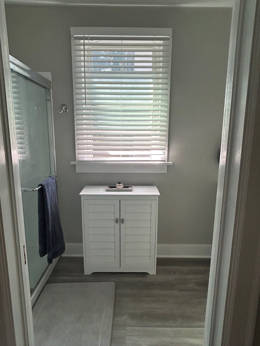Bathroom storage. Small little floor cabinet is perfect for your bathroom towels and toiletry items. 