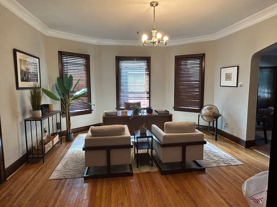 View from the French doors that lead to the bedroom.
