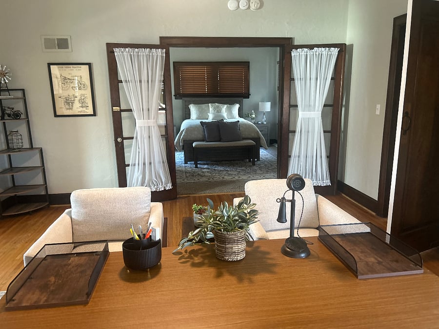 New sheers for privacy if you have guests and a view from your office desk. 