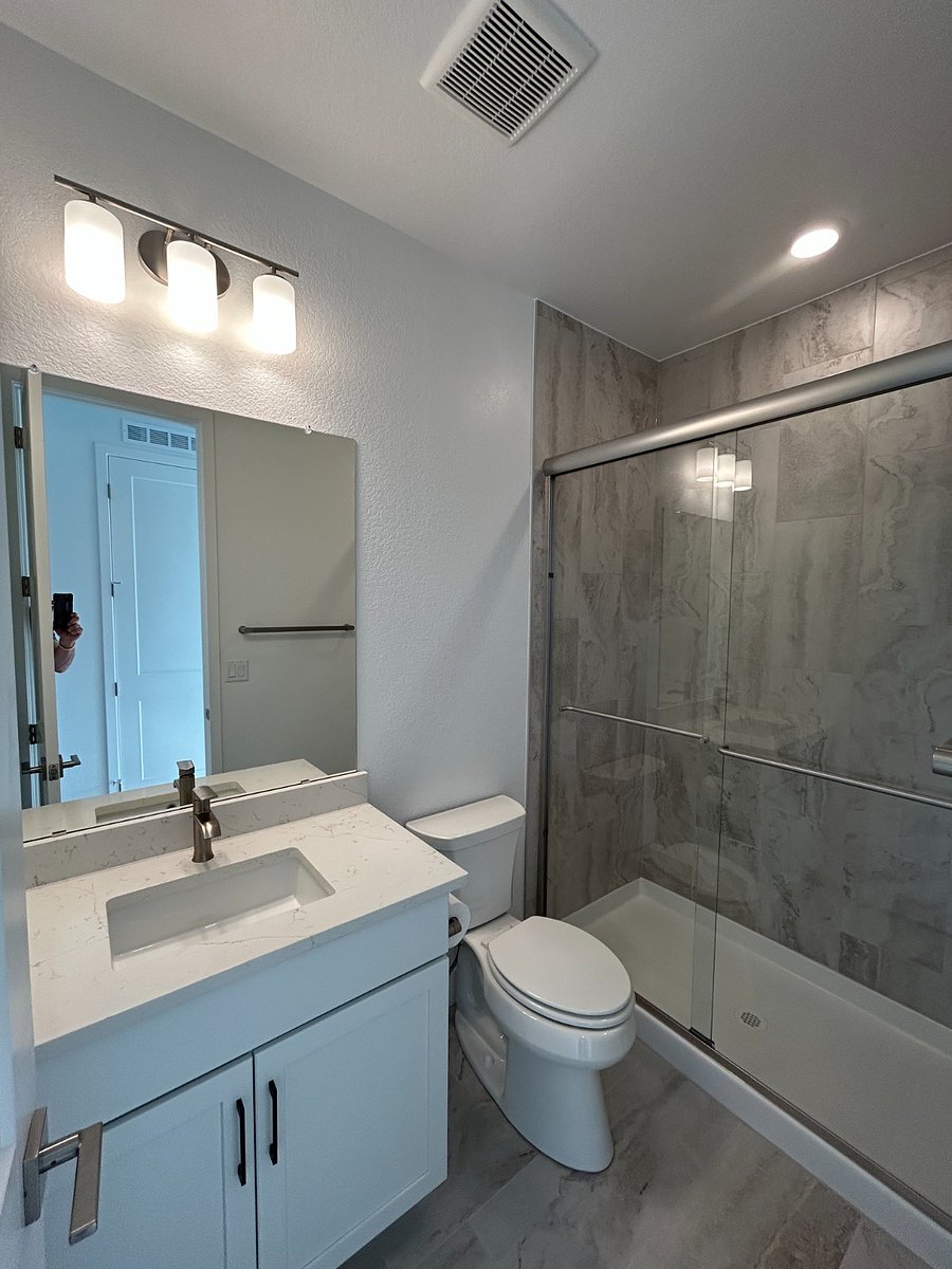 Full Bathroom with Tile Floors and Shower