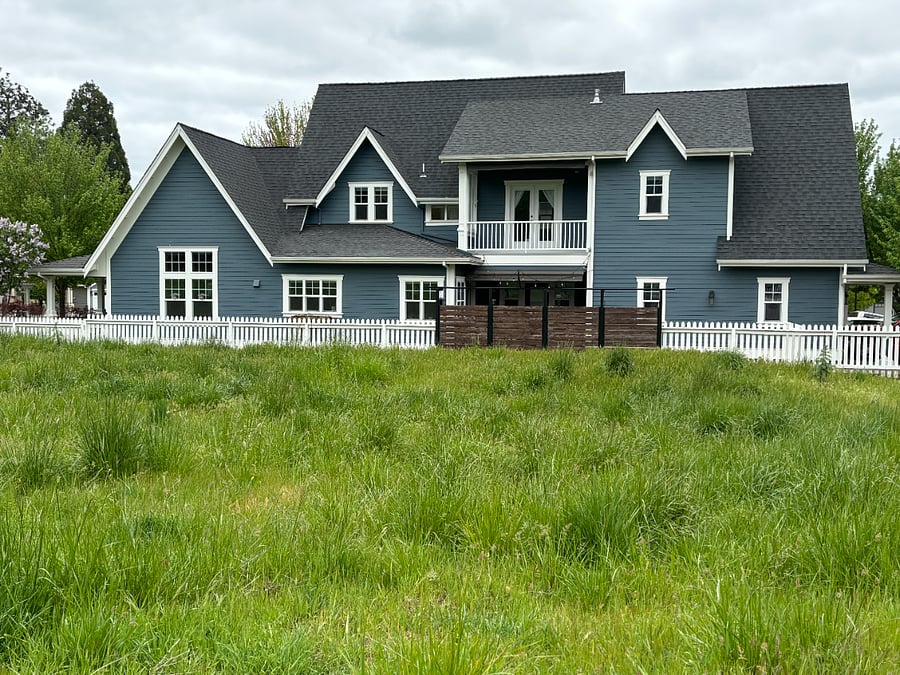 Side view next to open field