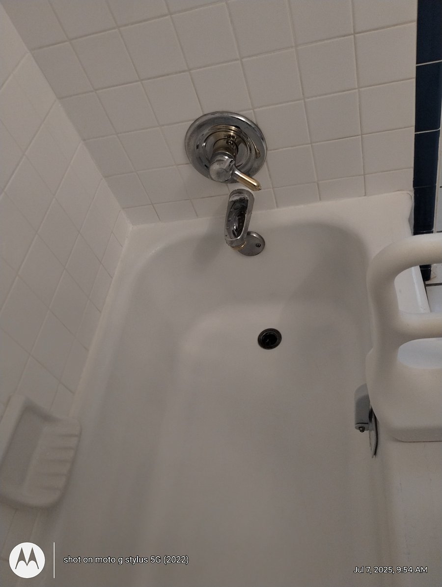 Large cast iron tub, perfect for soaking.