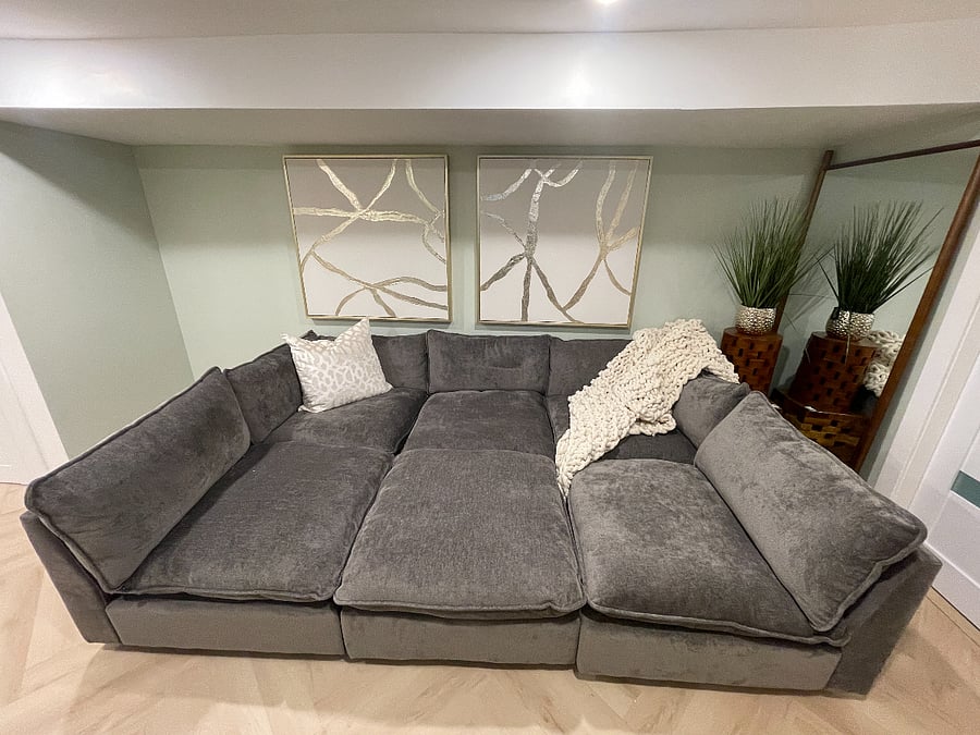 Pit sofa can be configured into additional king size bed for an additional sleeping area. Sanitized between bookings. Extra pillows, linens, and comforter provided. 