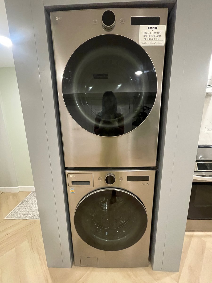 New full size LG washer and dryer. Detergent provided for convenience.