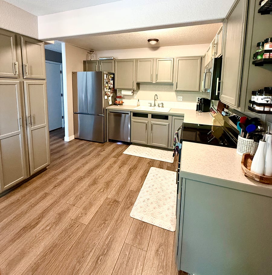 Freshly updated kitchen with brand new appliances, updated cabinets for a modern look. 