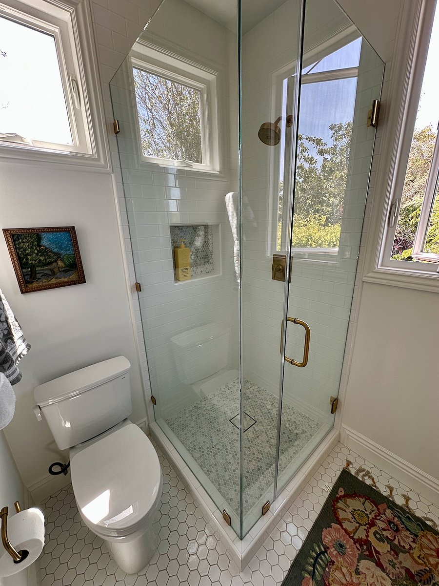 Bathroom with good view of shower