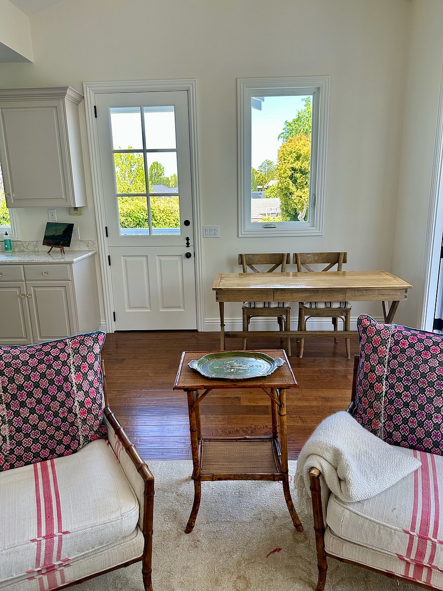 View from fireplace back to dutch door entrance