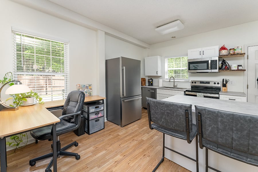 Large L-shaped desk workspace