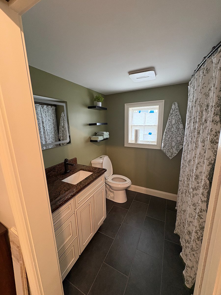Modern bathroom with, tub and shower