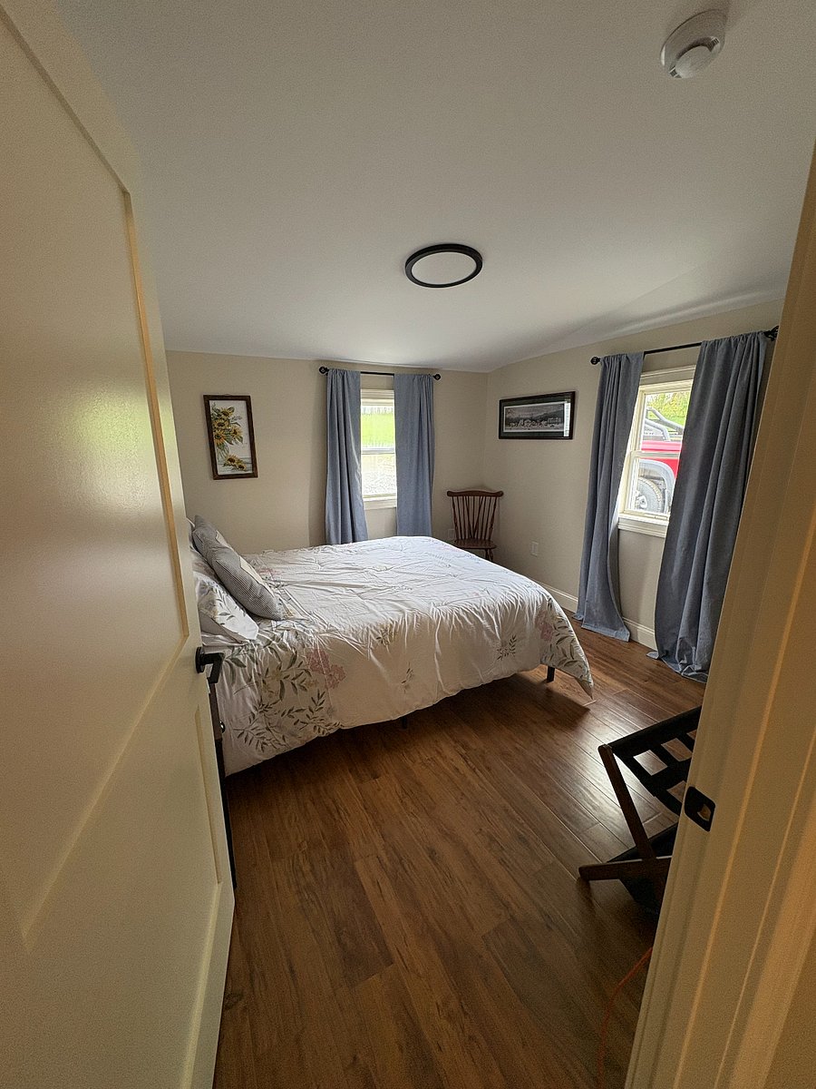Comfortable queen size bed with closet