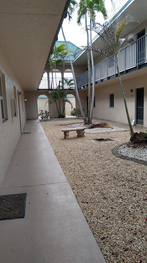 View as you enter into the complex. Door is seen on the right!