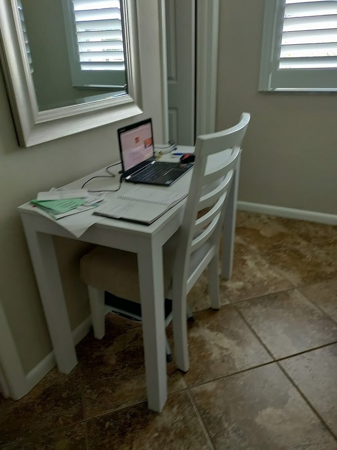 Personal desk located in Master bedroom. Wi-Fi available. No charge!