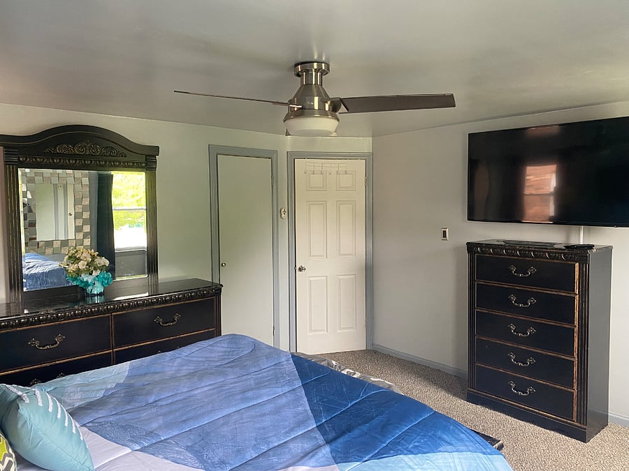 Master bedroom with fire-stick TV