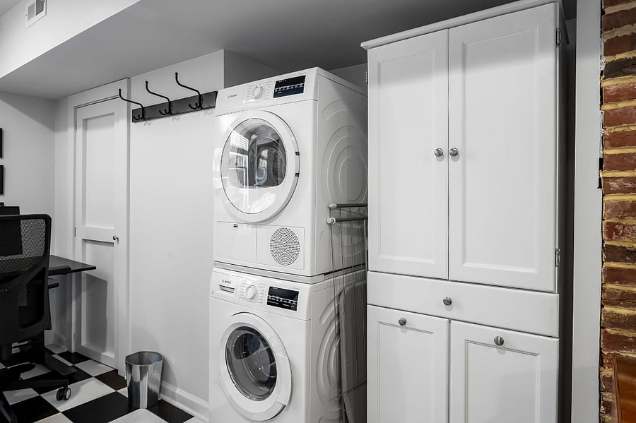Washer and dryer with laundry unit (2 internal hampers)