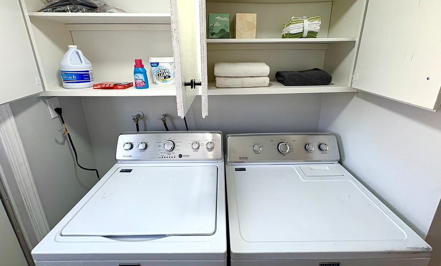 Laundry inside house for convenience. 