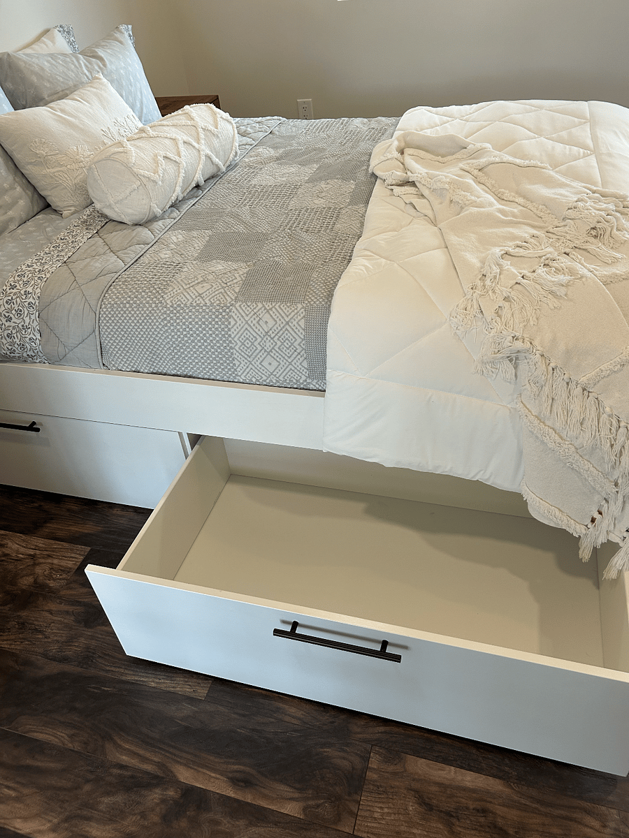 4 very large storage drawers under bed.