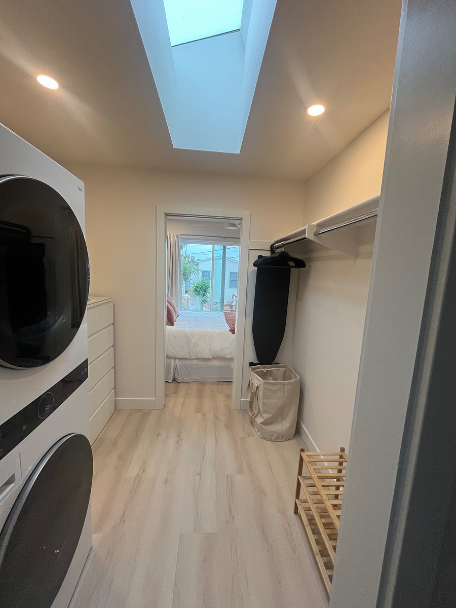 View of closet/laundry area from bathroom