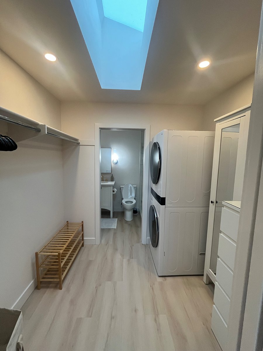 Full walk through closet, brand new washer dryer, linen cabinet and dresser for storage