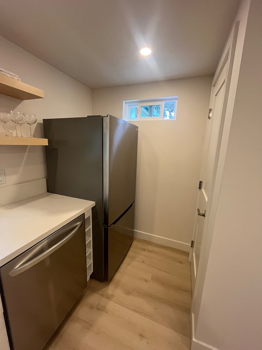Full sized refrigerator and dishwasher