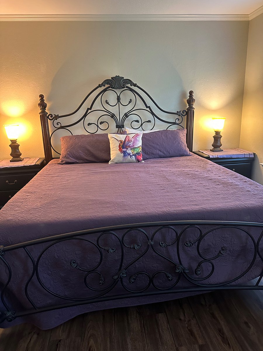 King size, very comfortable bed in master bedroom.