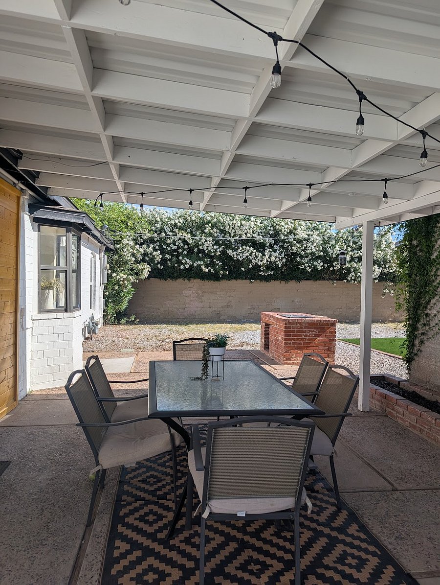 Back patio and private backyard