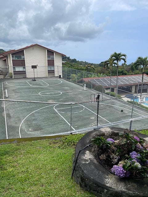 Basketball courts on property. This is not the view from the unit