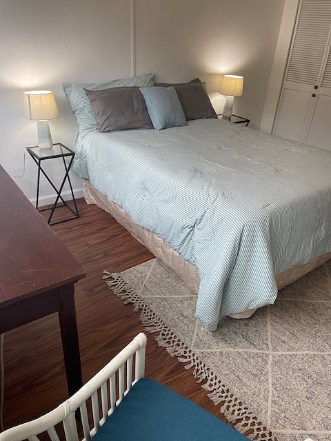 Room has large closet, plenty of storage space.