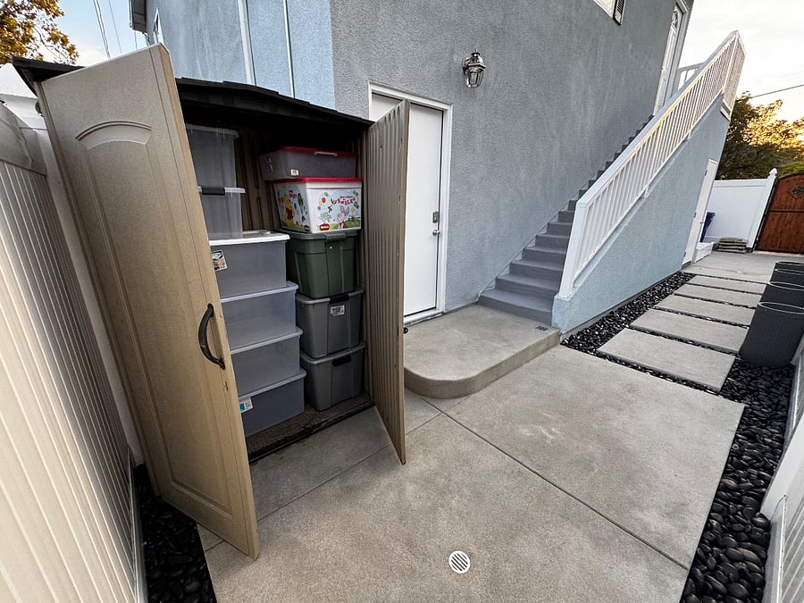 Tenant storage area and patio