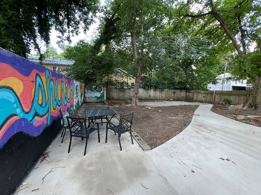 Fenced backyard