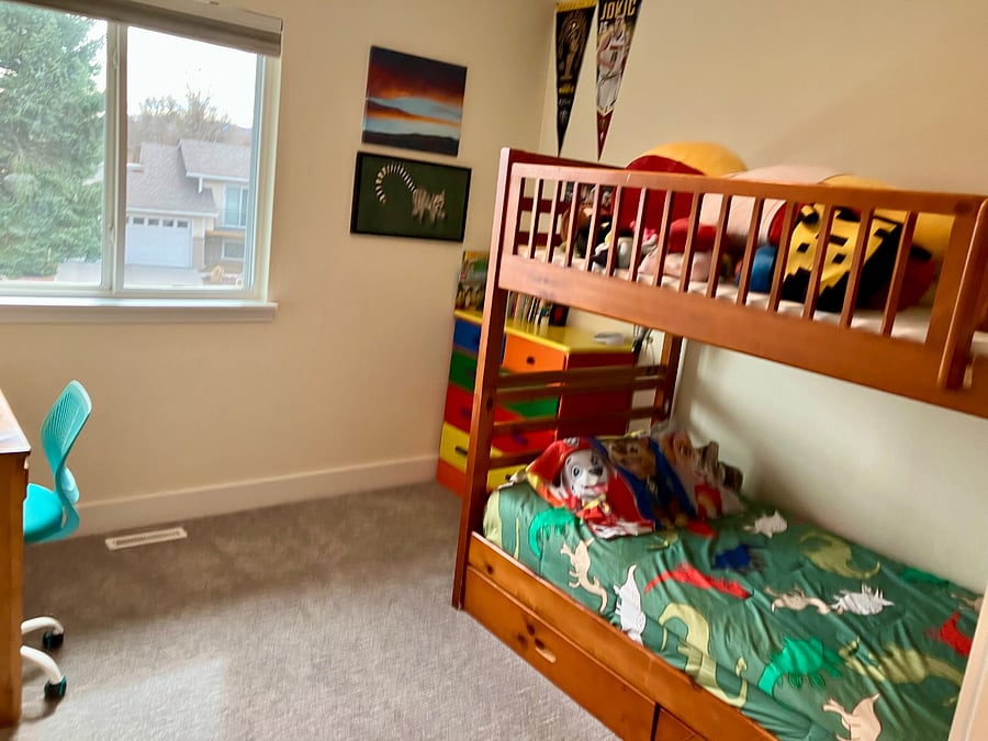 Room 4 ( currently room is not decorated as shown in picture Its simple with a bed and night stand and simple decoration ( not child).