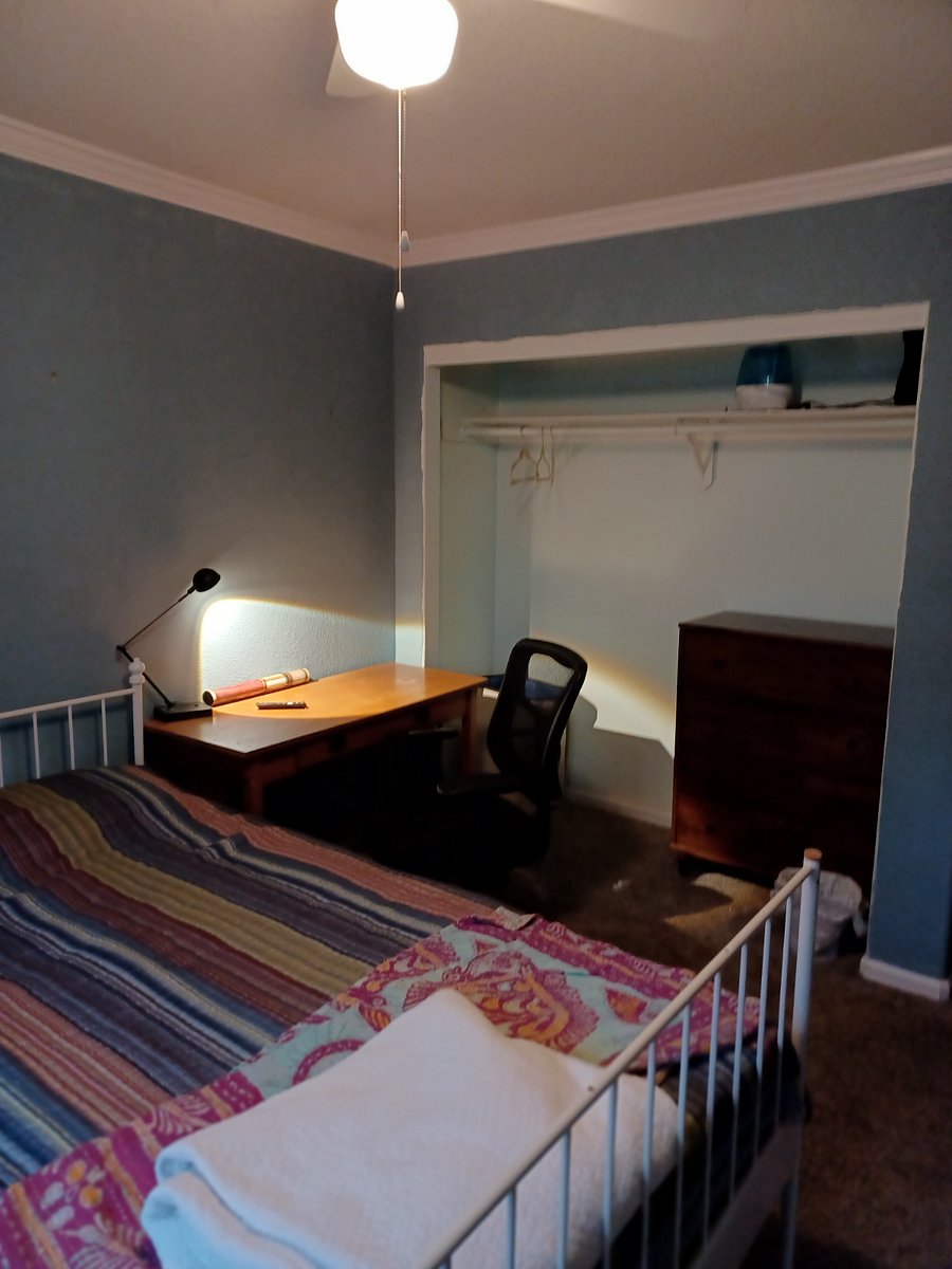 Bed room 1 has blackout curtains