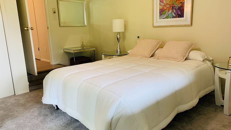New Sealy Queen Plush bed with premium linens...and adjustable for reading or lounging in bed