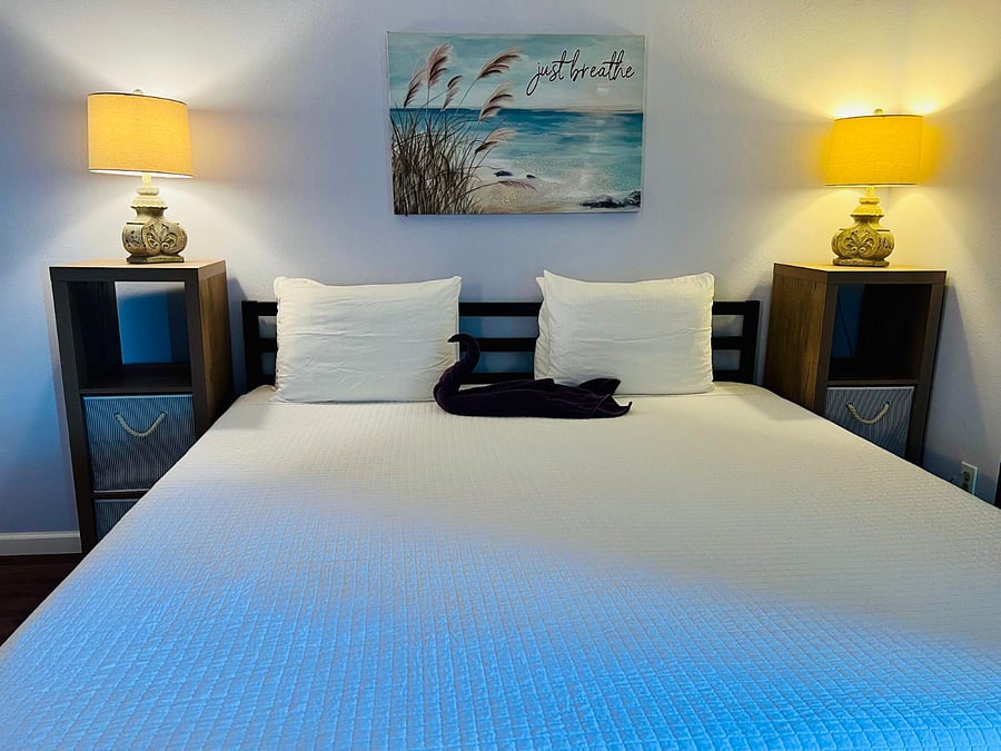 Sweet dreams in the master king bed.